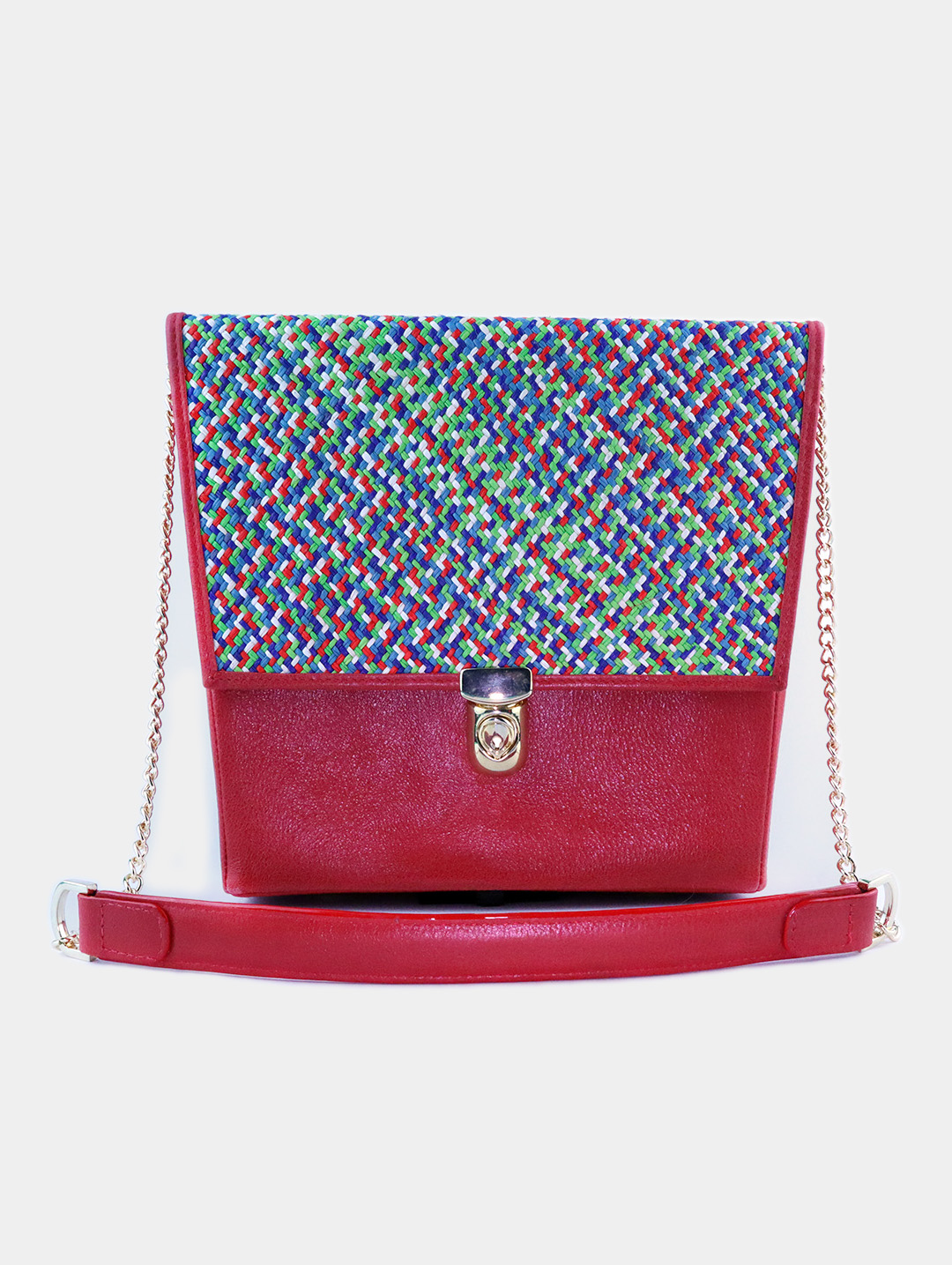 Malta red square handbag, unique handmade quality, TOA Bags.