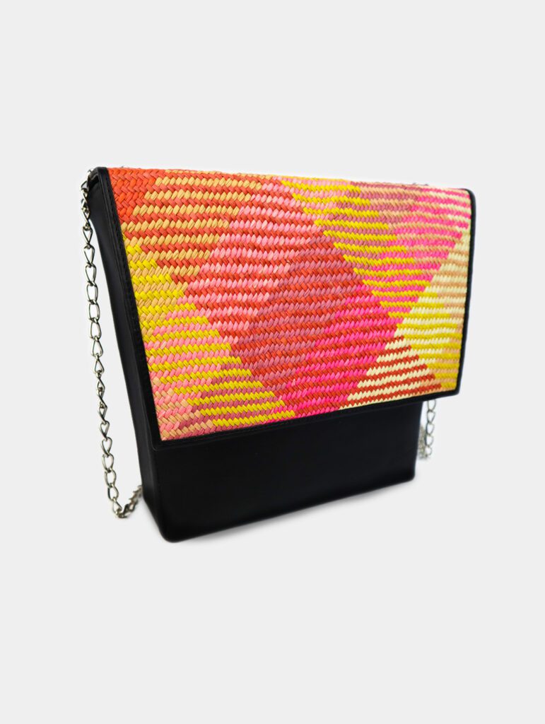 Malta black square leather handbag, handmade by TOA Bags.