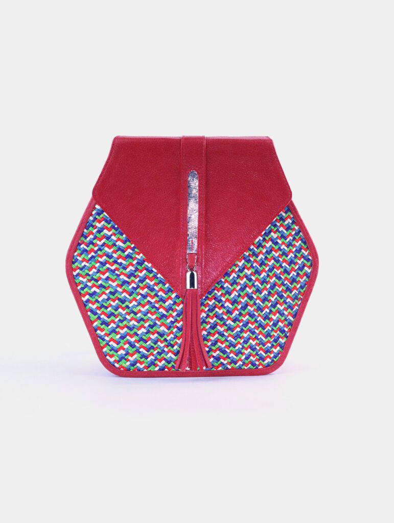 Malta red hexagonal handbag, handmade design, TOA Bags.