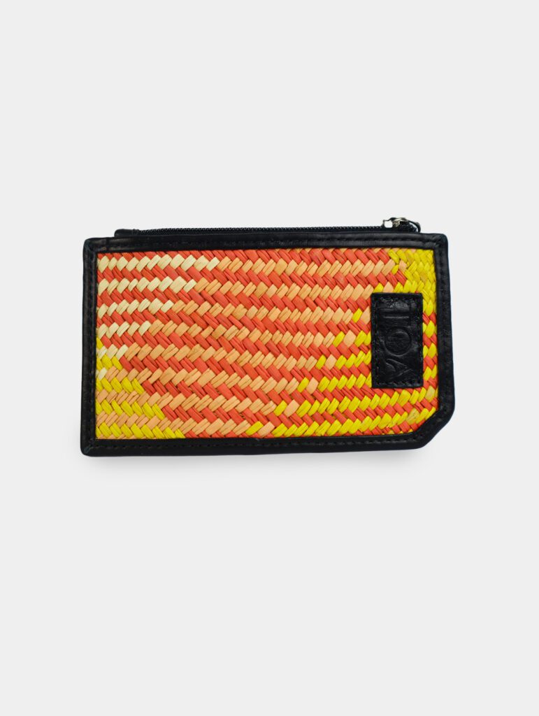 Yurak cardholder, black and orange leather, handmade, TOA Bags.